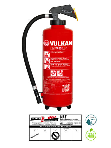 Vulkan ST6H 6l Schaum Feuerlöscher 34 A,183 B = 10LE, fluorfrei